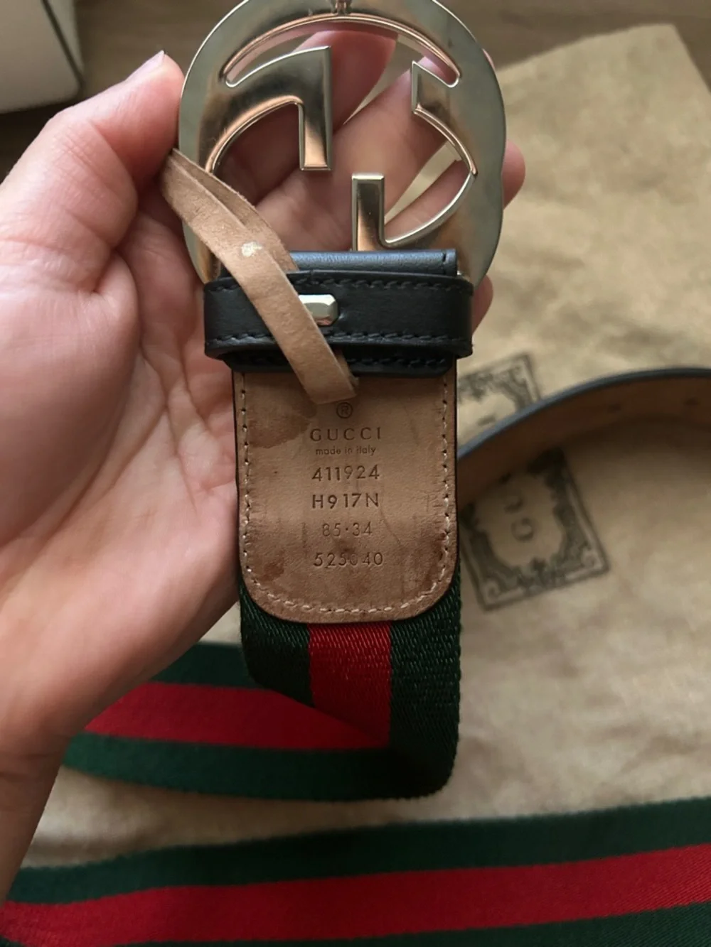 Gucci Green and Red Web Stripe Belt Bag with Black Leather and Silver GG Buckle - Picture 2 of 3